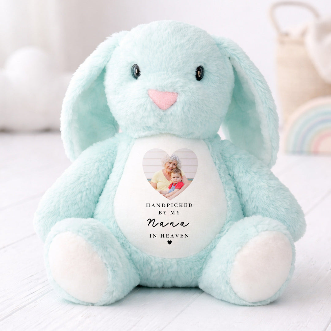 Personalised Photo Hand Picked Heaven Baby Announcement Rabbit