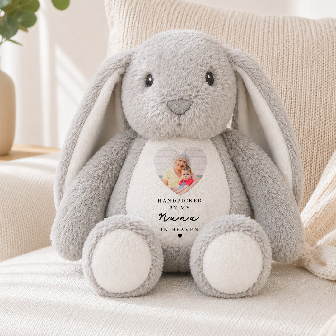 Personalised Photo Hand Picked Heaven Baby Announcement Rabbit