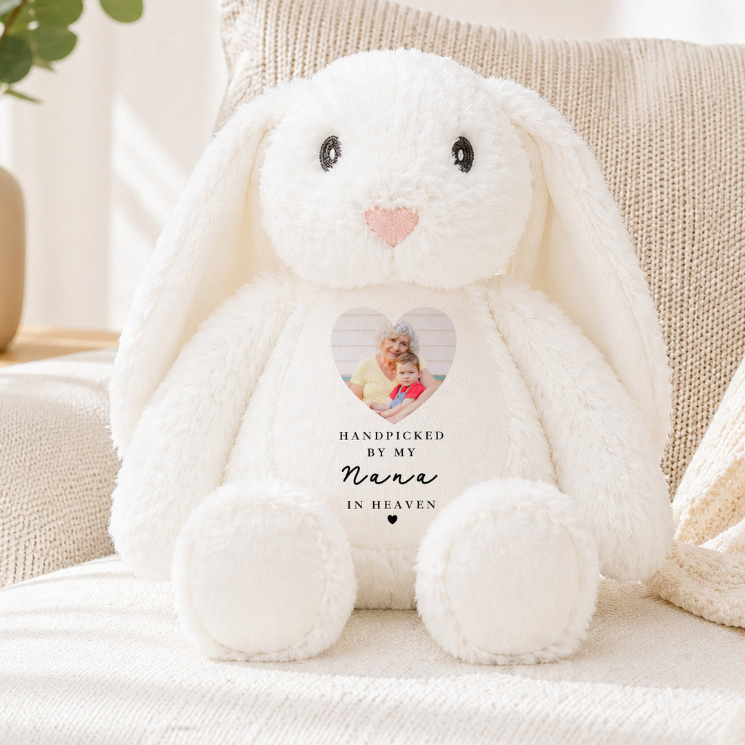 Personalised Photo Hand Picked Heaven Baby Announcement Rabbit
