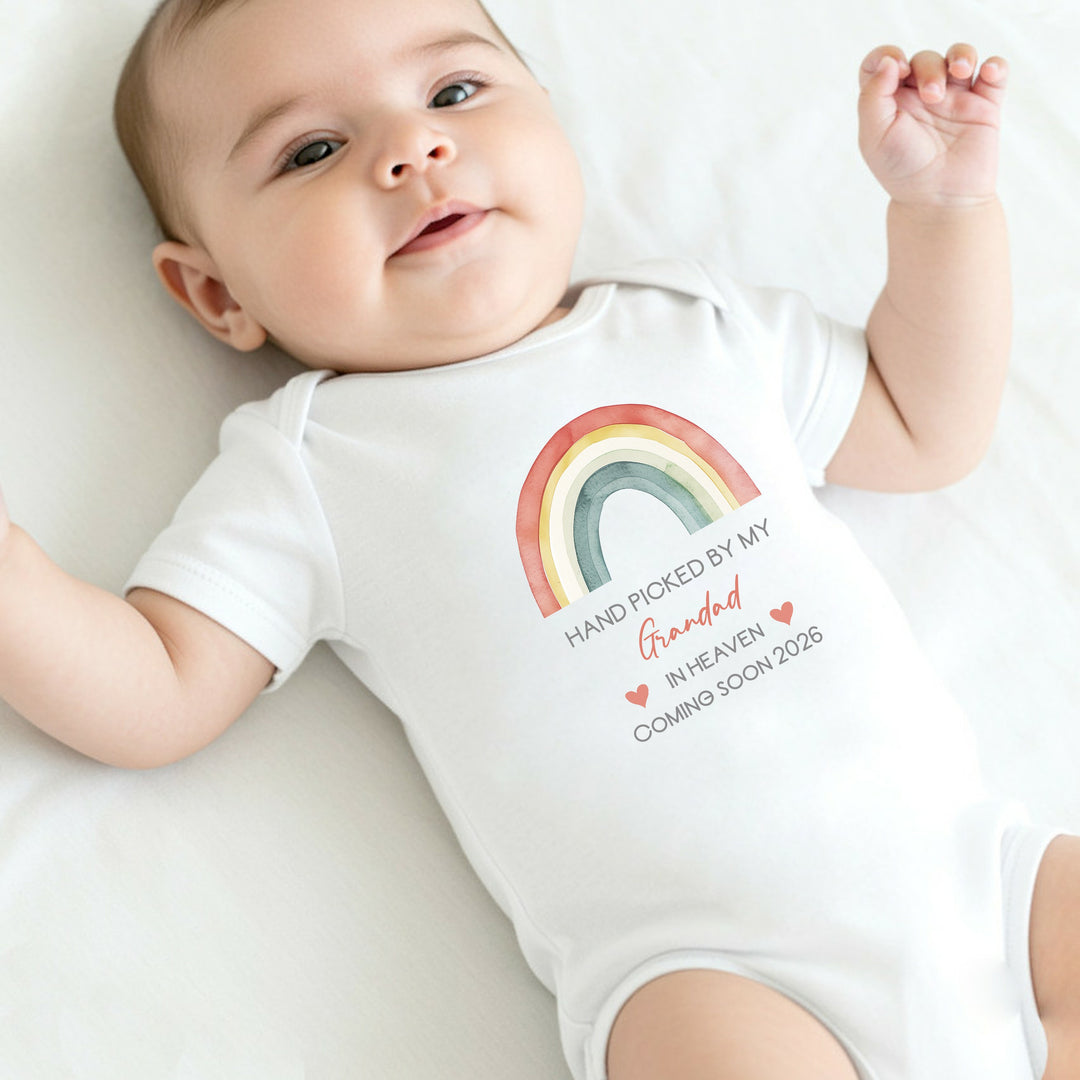 Personalised Hand Picked From Heaven Rainbow Announcement Vest