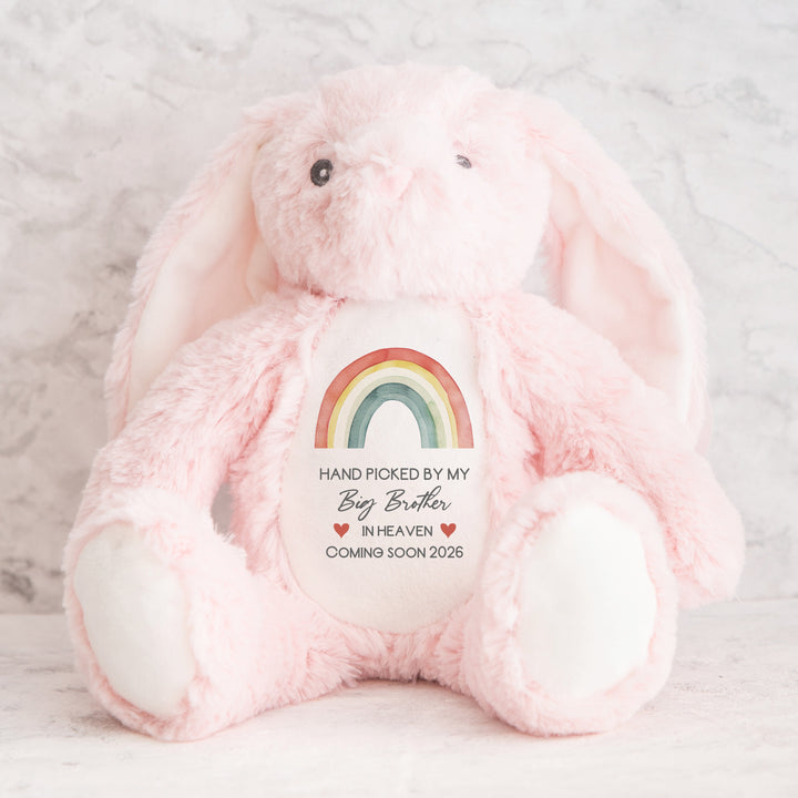 Personalised Hand Picked From Heaven Watercolour Rainbow Baby Announcement Teddy