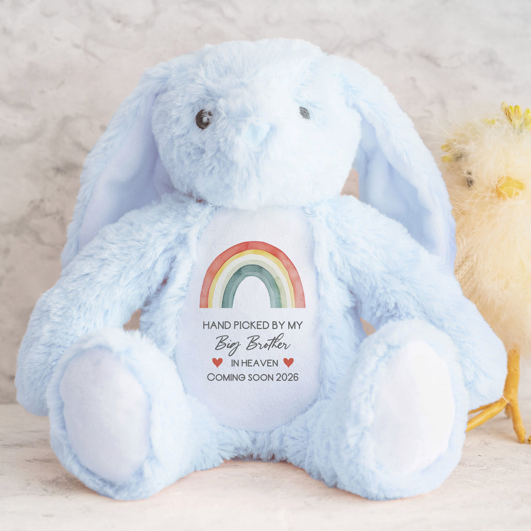 Personalised Hand Picked From Heaven Watercolour Rainbow Baby Announcement Teddy
