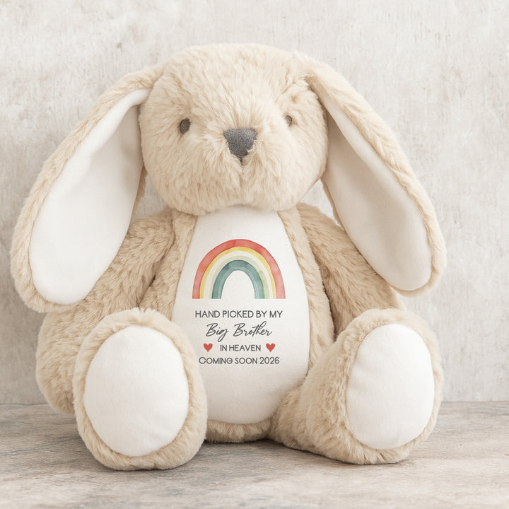 Personalised Hand Picked From Heaven Watercolour Rainbow Baby Announcement Teddy