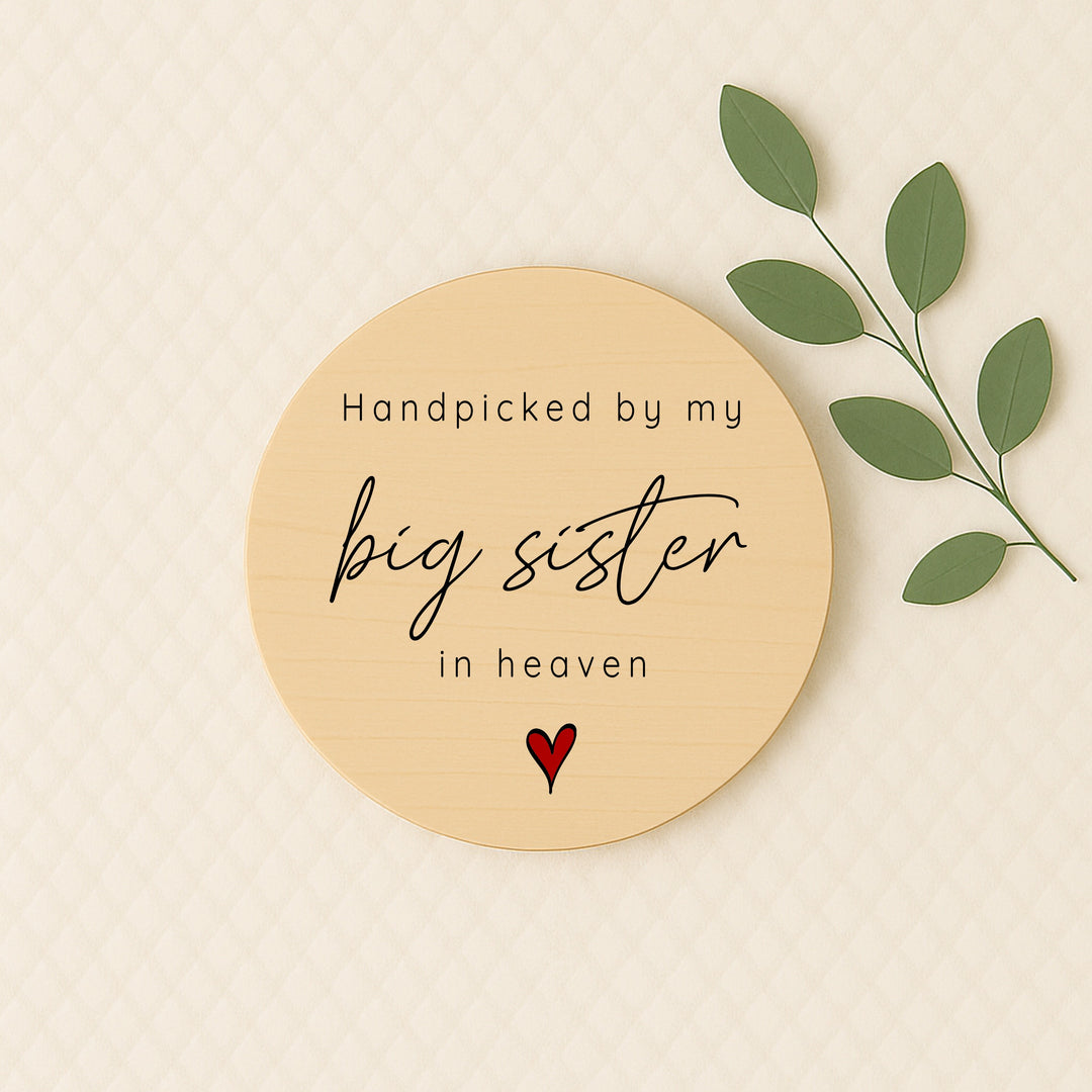 Personalised Hand Picked From Heaven Heart Wooden Announcement Plaque