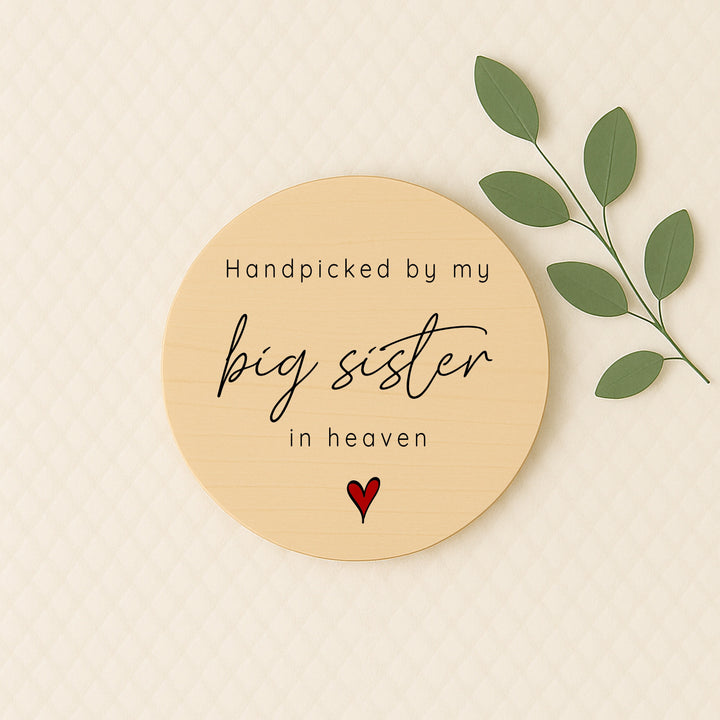 Personalised Hand Picked From Heaven Heart Wooden Announcement Plaque