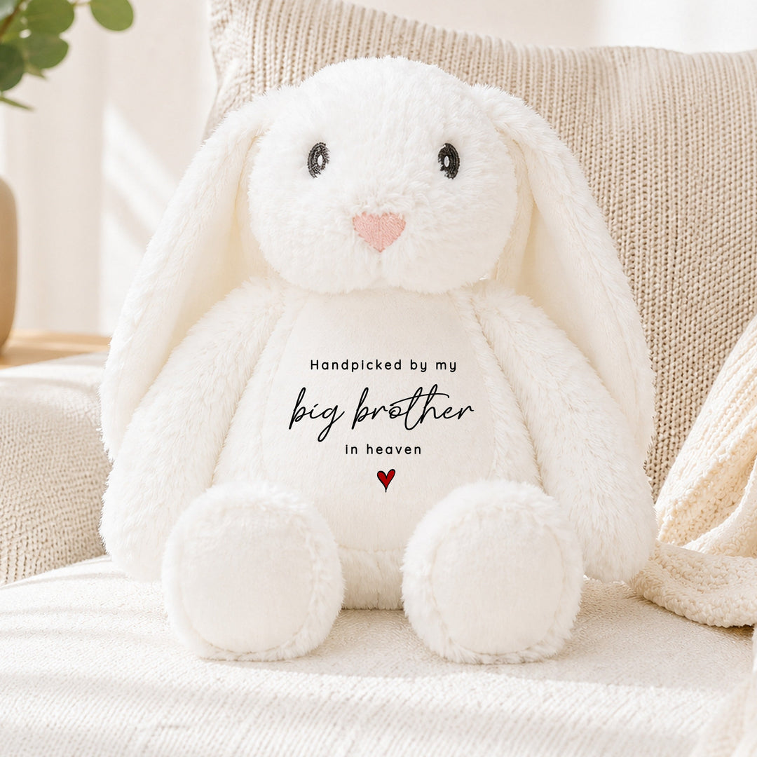 Personalised Hand Picked From Heaven Heart Baby Announcement Rabbit