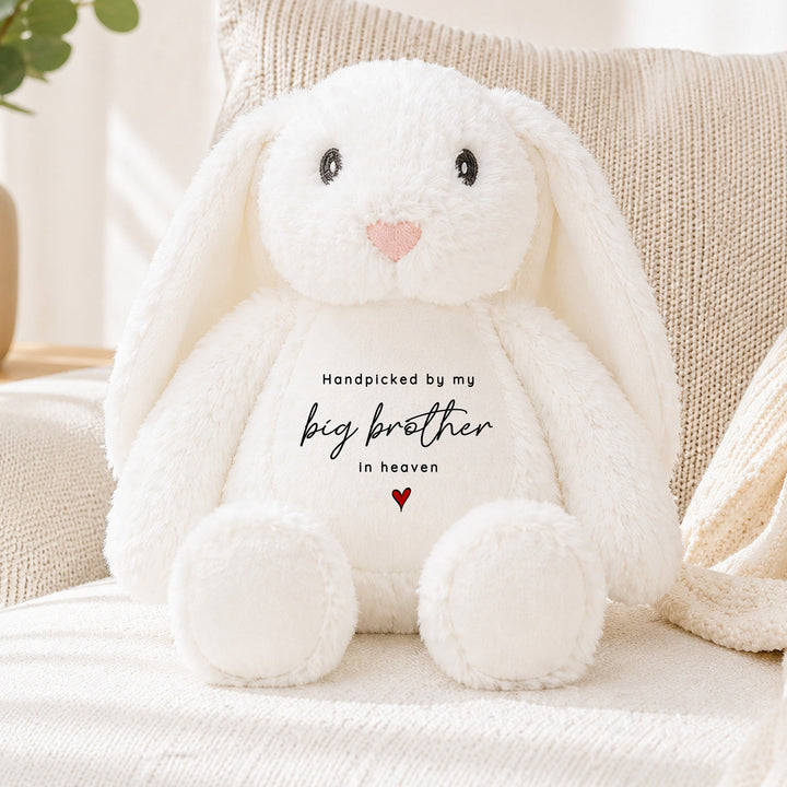 Personalised Hand Picked From Heaven Heart Baby Announcement Rabbit