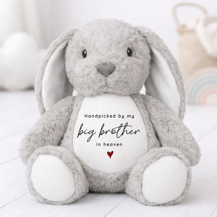 Personalised Hand Picked From Heaven Heart Baby Announcement Rabbit
