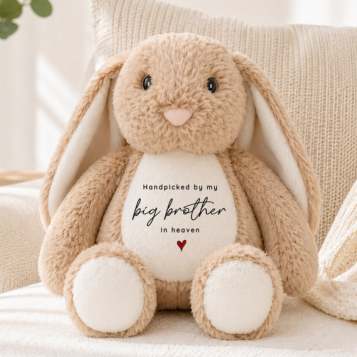 Personalised Hand Picked From Heaven Heart Baby Announcement Rabbit