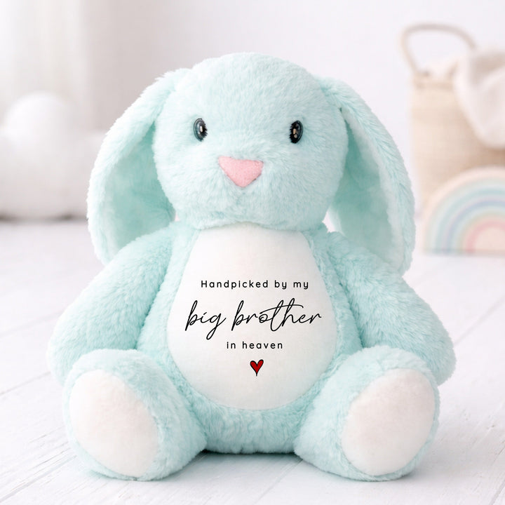Personalised Hand Picked From Heaven Heart Baby Announcement Rabbit