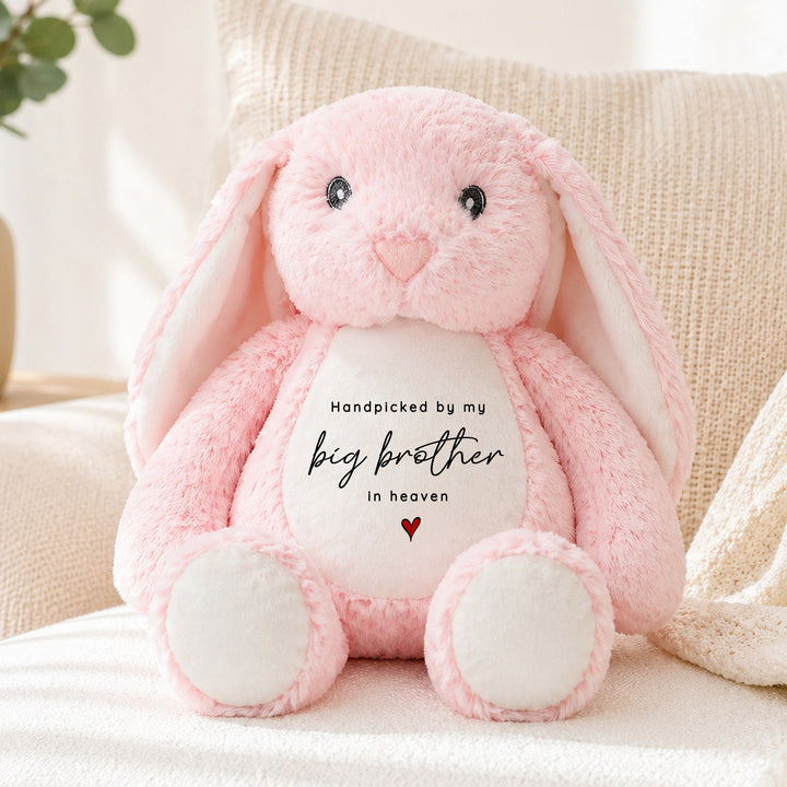 Personalised Hand Picked From Heaven Heart Baby Announcement Rabbit