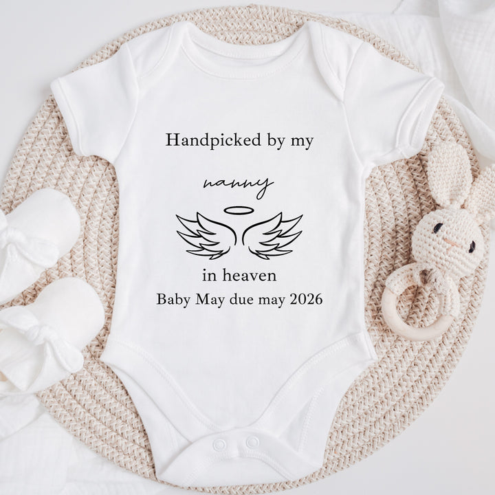 Personalised Hand Picked From Heaven Wings Announcement Vest