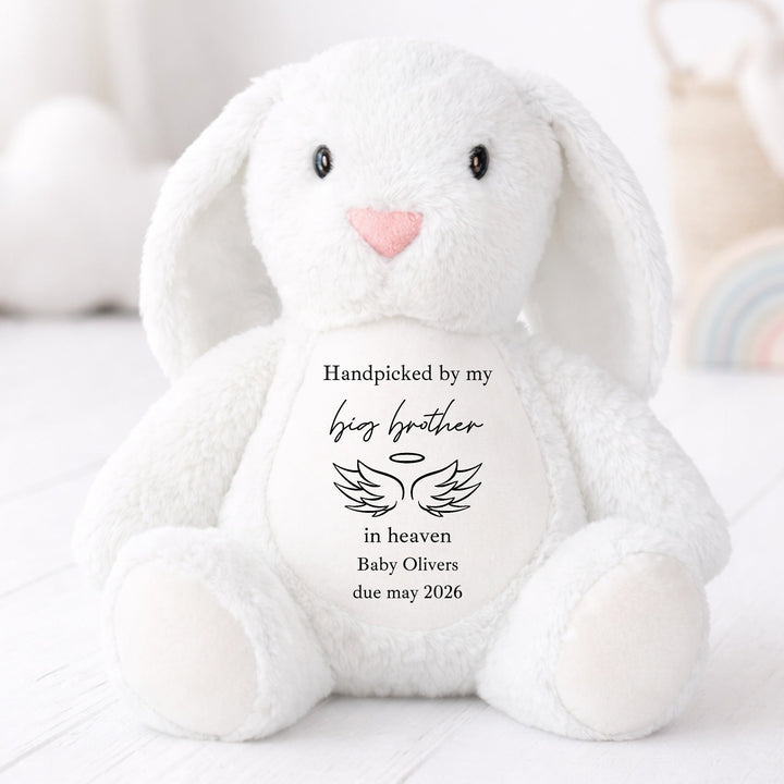 Personalised Hand Picked From Heaven Wings Baby Announcement Rabbit