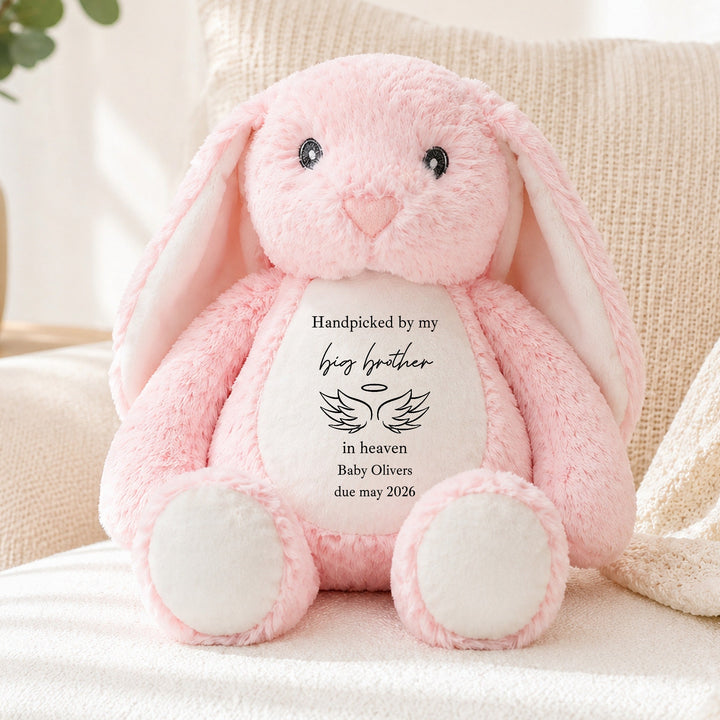 Personalised Hand Picked From Heaven Wings Baby Announcement Rabbit