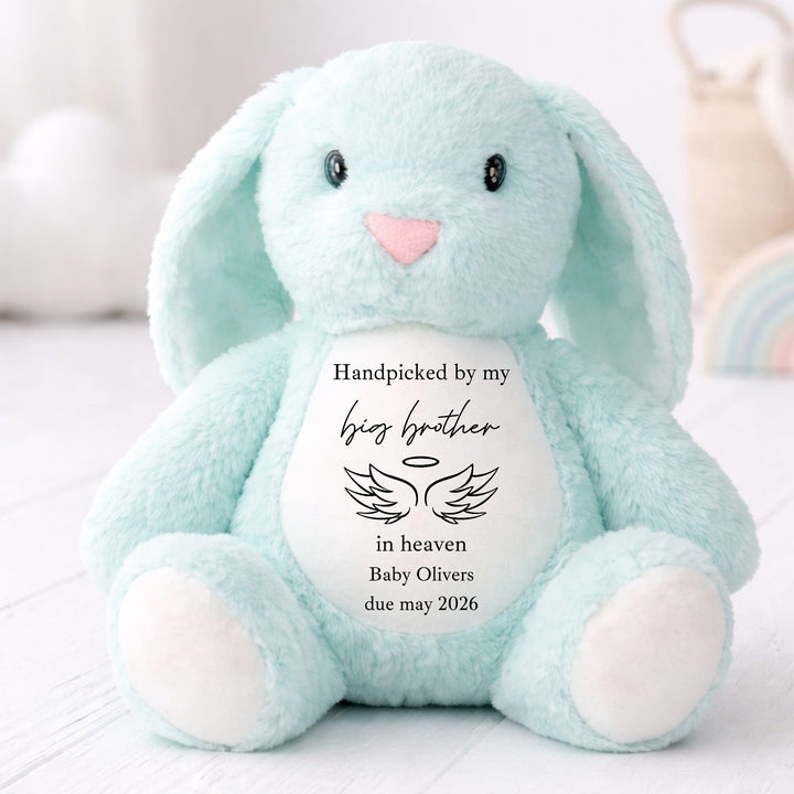 Personalised Hand Picked From Heaven Wings Baby Announcement Rabbit