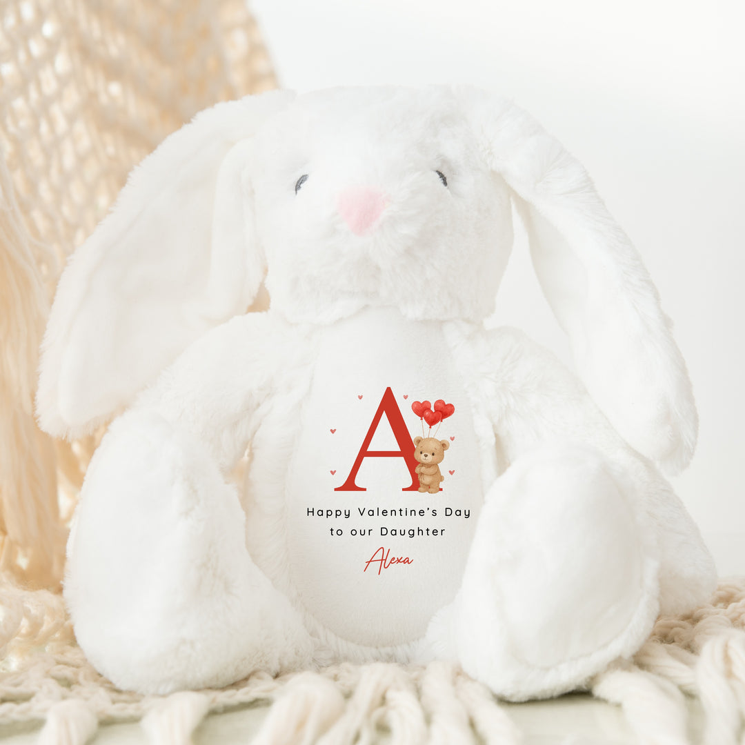 Personalised Brown Bear Initial Happy Valentine's Day Soft Toy