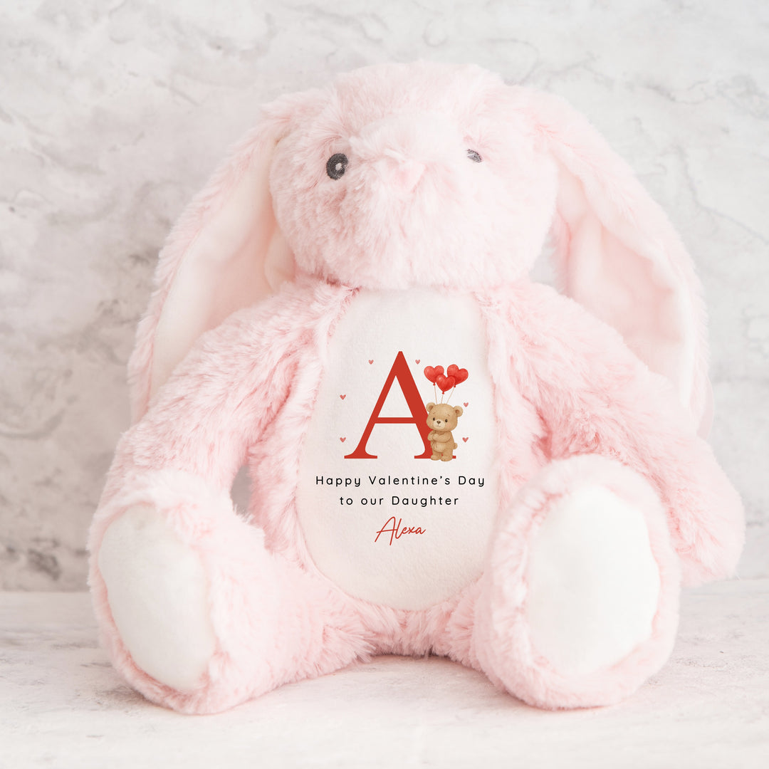 Personalised Brown Bear Initial Happy Valentine's Day Soft Toy