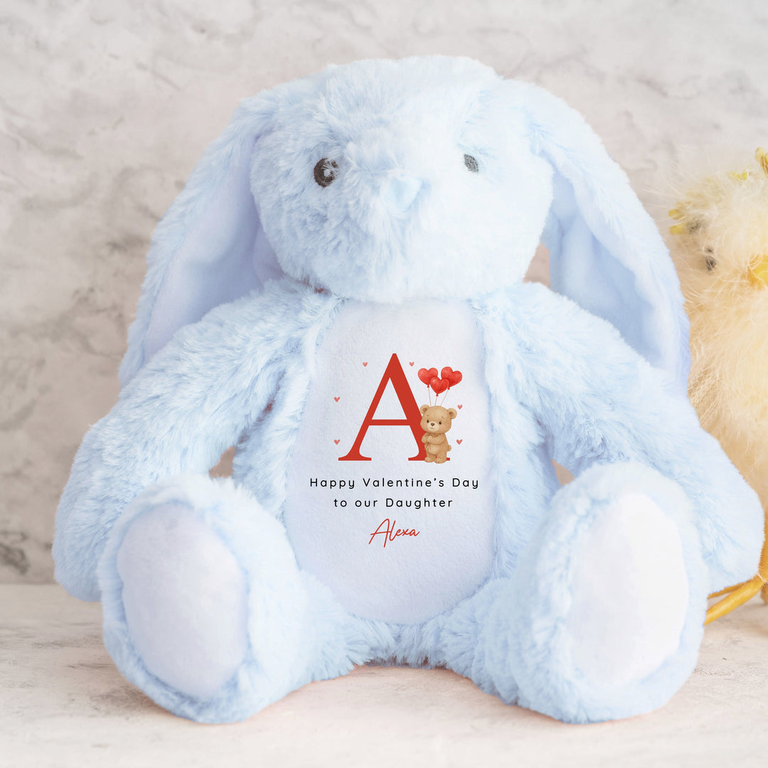 Personalised Brown Bear Initial Happy Valentine's Day Soft Toy