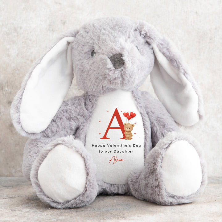 Personalised Brown Bear Initial Happy Valentine's Day Soft Toy
