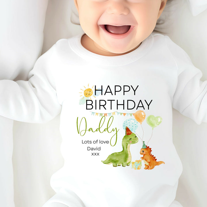 Happy Birthday Birthday Daddy Dinosaur Babygrow/Vest