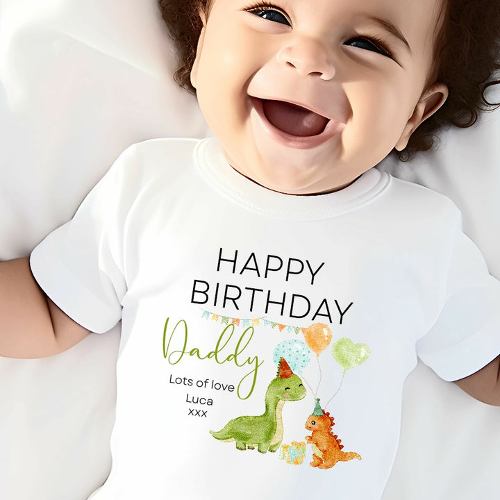 Happy Birthday Birthday Daddy Dinosaur Babygrow/Vest