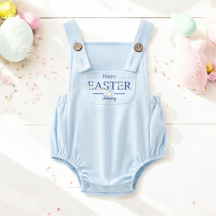 Personalised Happy Easter Blue Dungarees