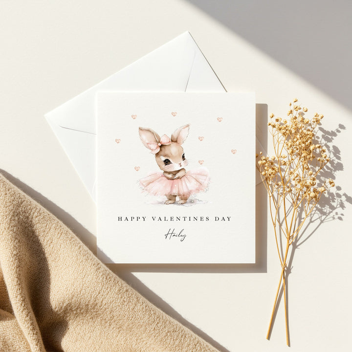 Personalised Ballerina Bunny Happy Valentine&
