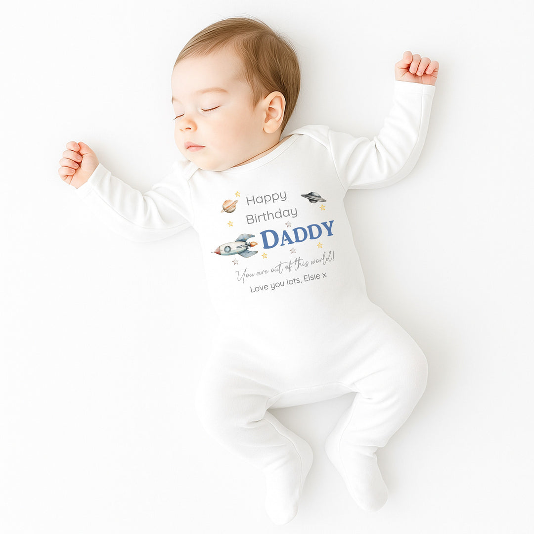 Personalised Out Of This World Happy Birthday Baby Grow/Vest