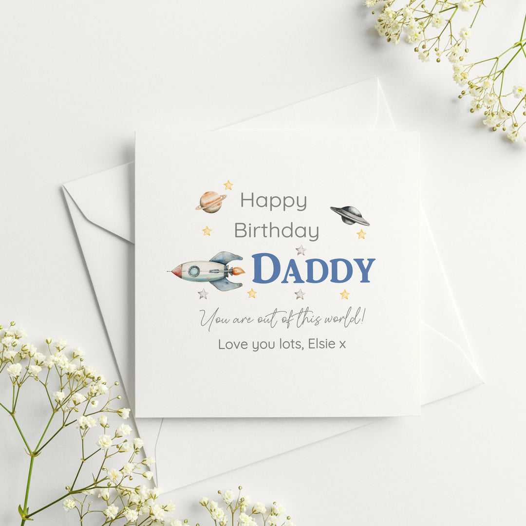 Personalised Out of This World Happy Birthday Daddy Card