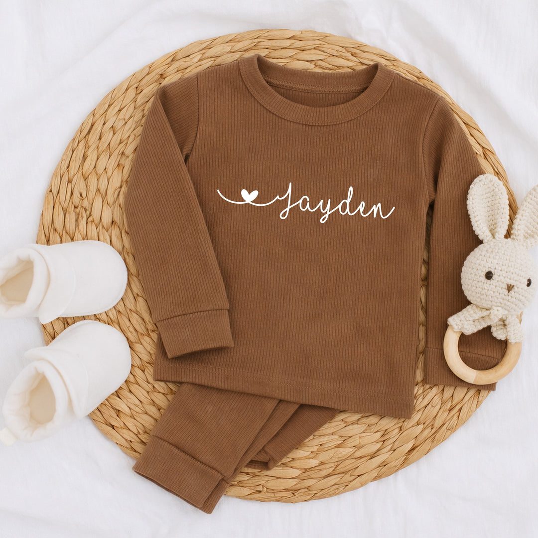 Personalised White Heart Ribbed Loungewear