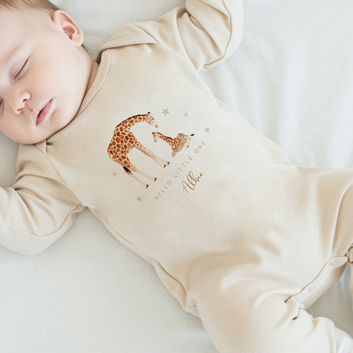 Personalised Giraffe Hello Little One Babygrow/Vest