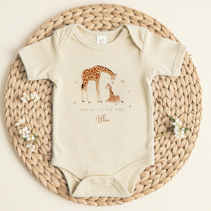 Personalised Giraffe Hello Little One Babygrow/Vest