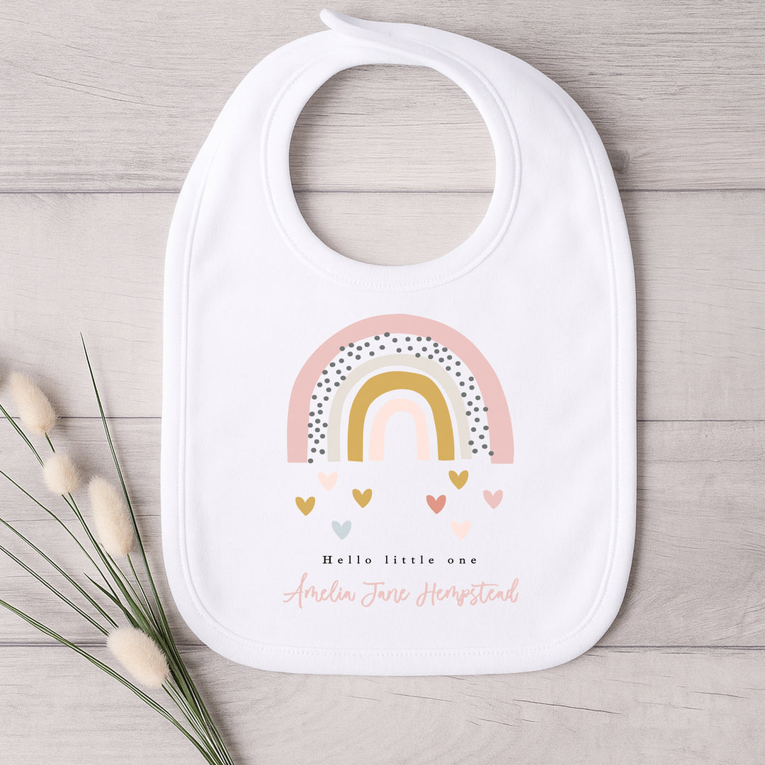Personalised Hello Little One Pink Rainbow Babygrow/Vest