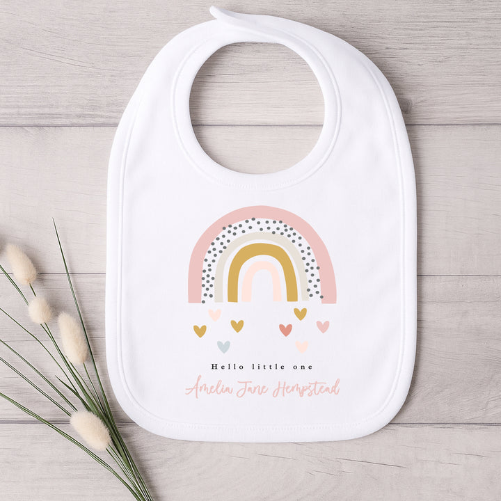Personalised Hello Little One Pink Rainbow Babygrow/Vest