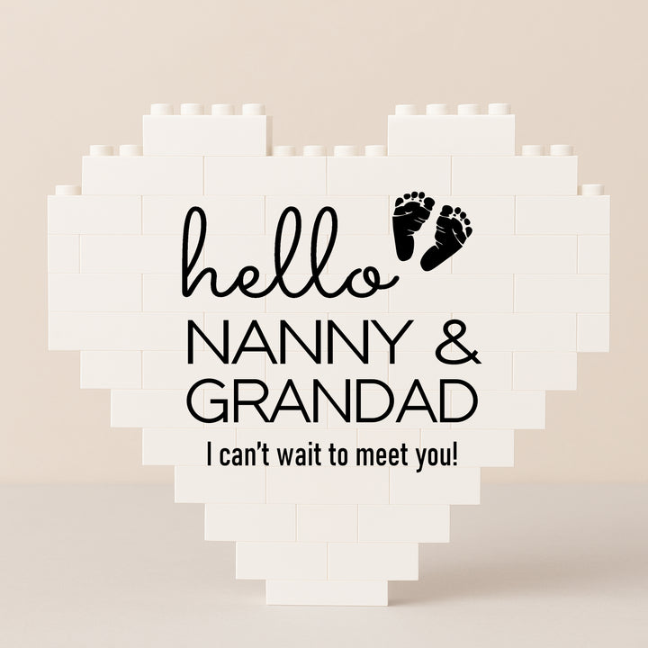 Personalised Hello Nanny & Grandad Double Sided Building Blocks