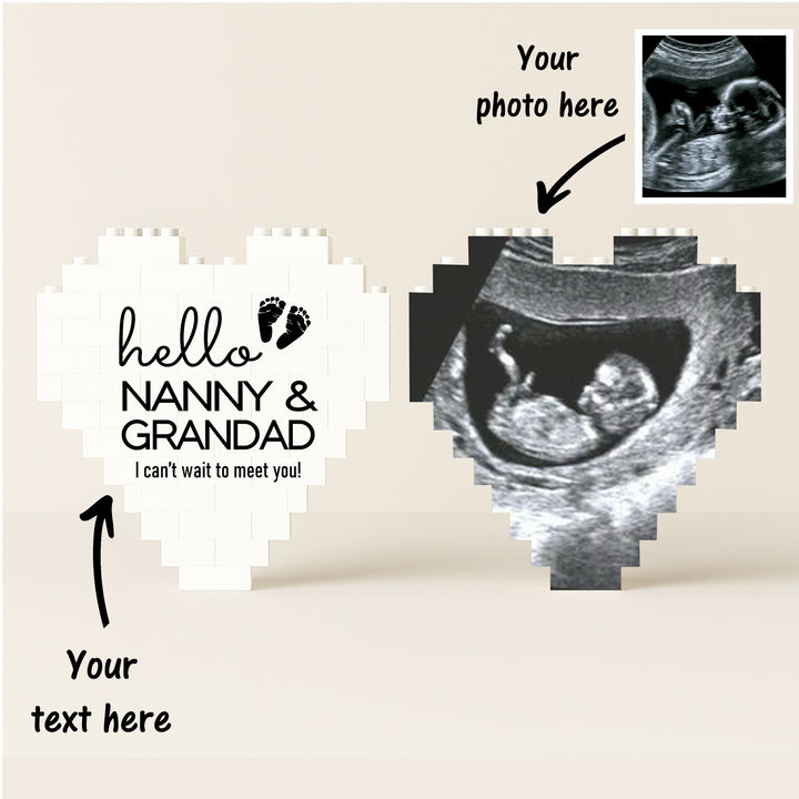 Personalised Hello Nanny & Grandad Double Sided Building Blocks