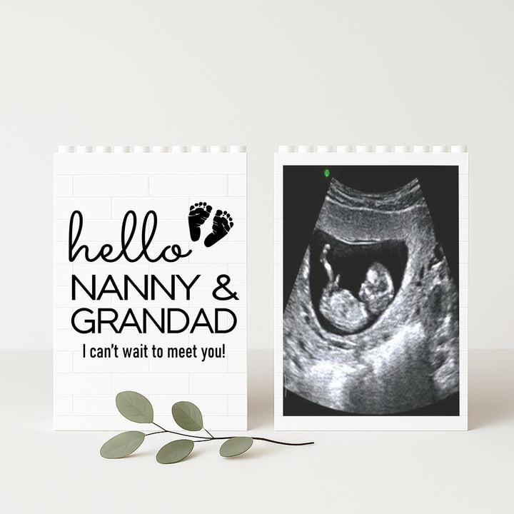 Personalised Hello Nanny & Grandad Double Sided Building Blocks