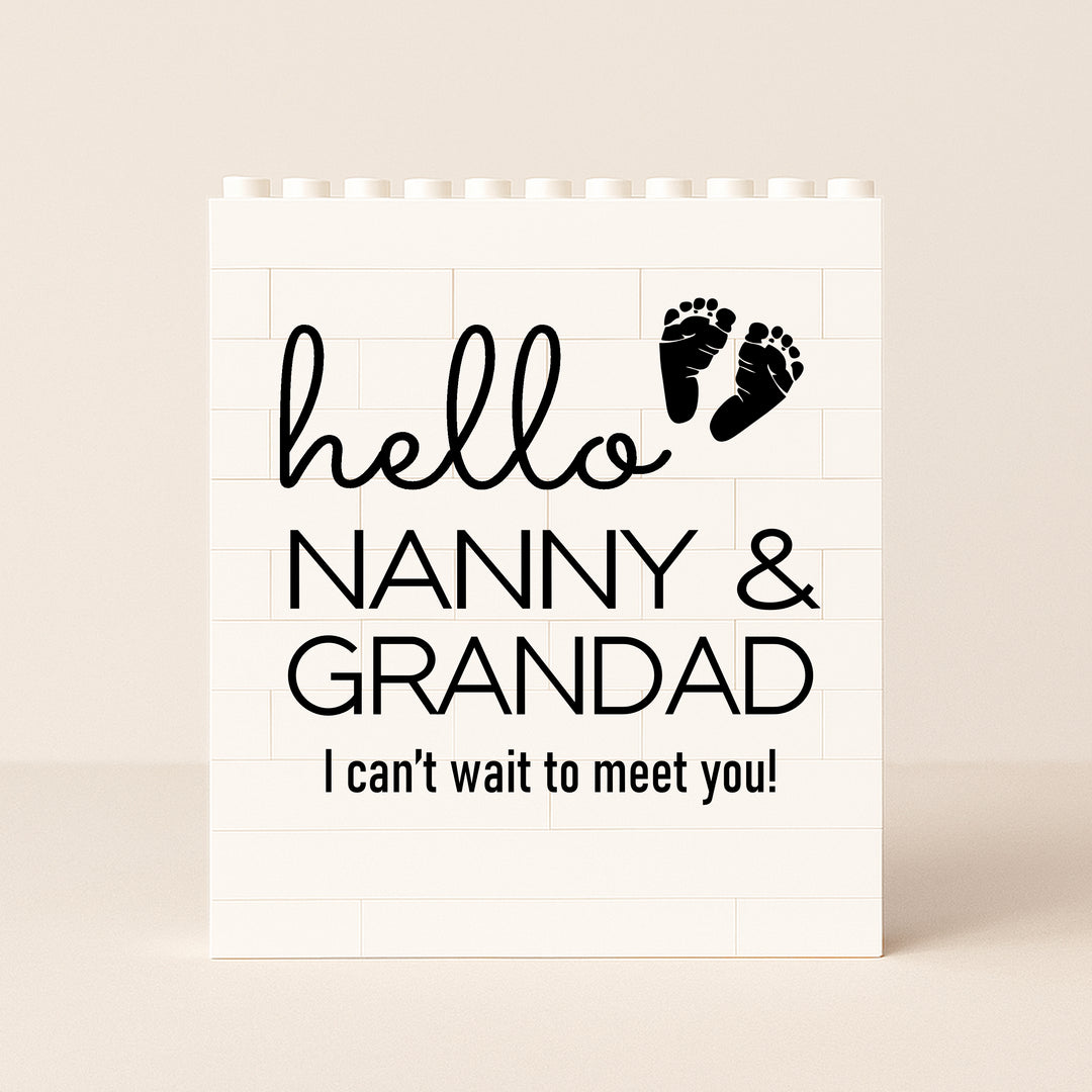 Personalised Hello Nanny & Grandad Double Sided Building Blocks