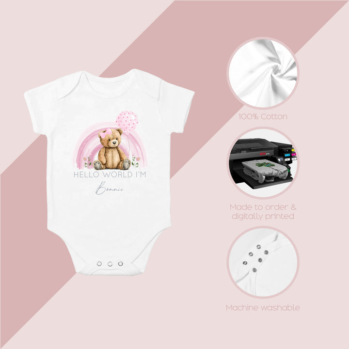 These baby vests and baby grows/sleepsuits are 100% Cotton and are made to order. They can be machine washed