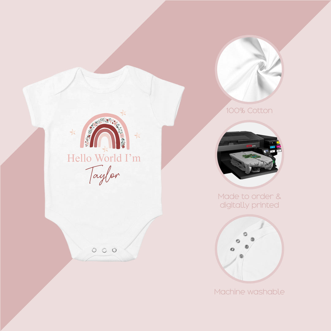 These baby vests and baby grows/sleepsuits are 100% Cotton and are made to order. They can be machine washed