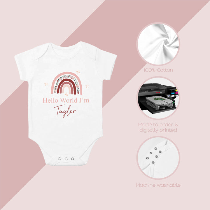 These baby vests and baby grows/sleepsuits are 100% Cotton and are made to order. They can be machine washed