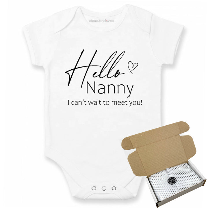 This baby announcement vest can be brought in a box lined with tissue paper