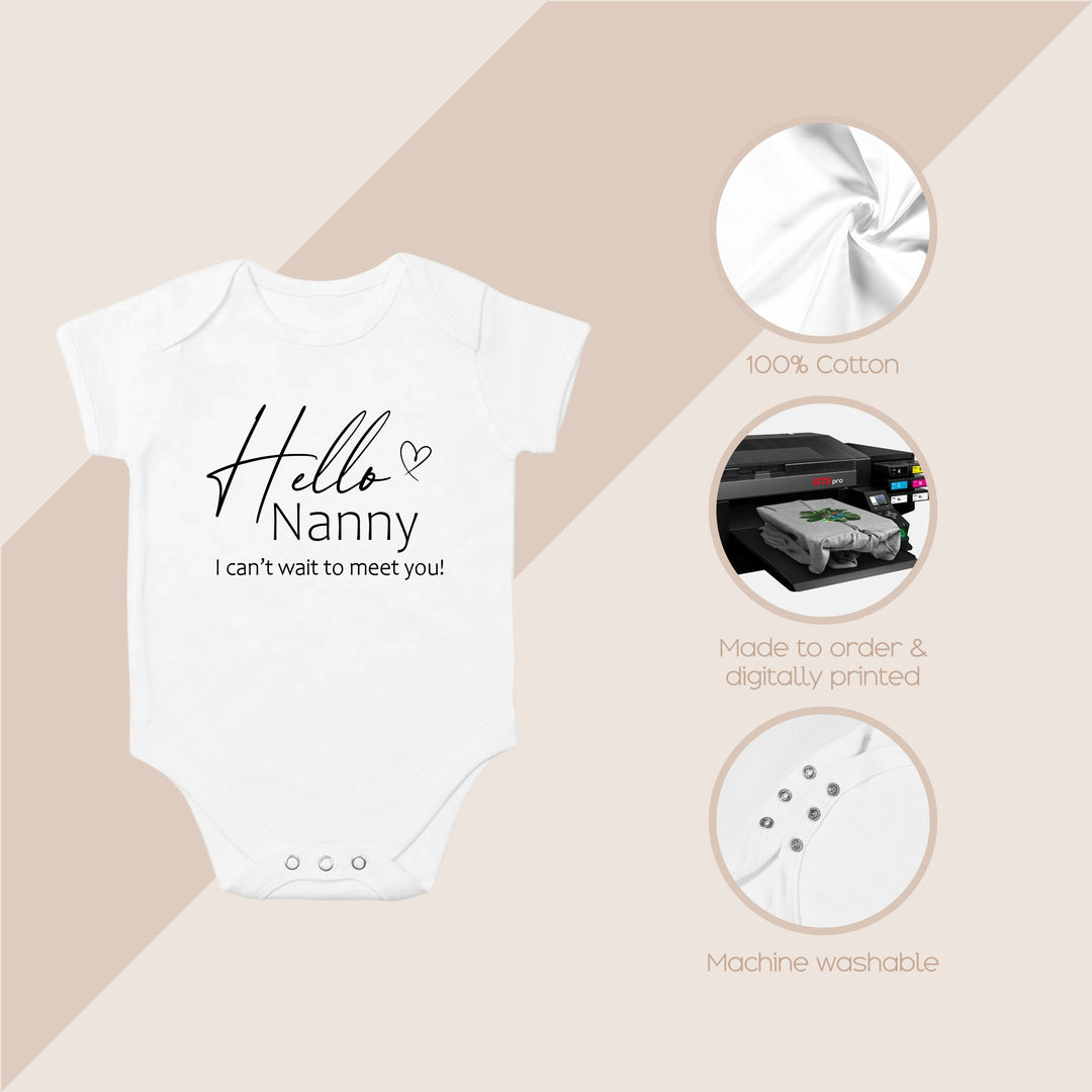Pregnancy Announcement Nanny Onesie Hello Nanny Baby Announcement