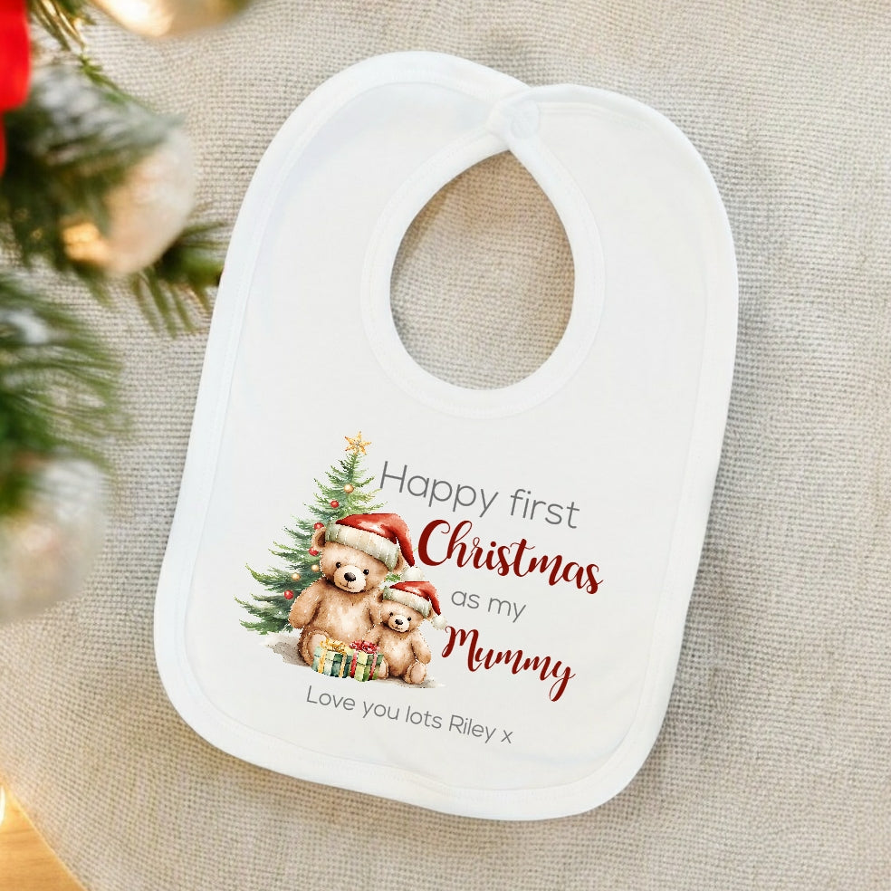 Personalised Pooh Bear First Christmas As A Parent Babygrow/Vest/Bib