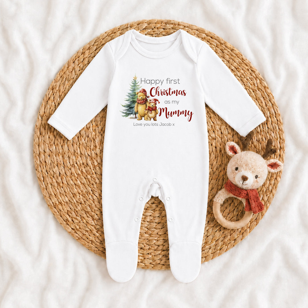 Personalised Pooh Bear Happy 1st Christmas As My Mummy/Daddy Baby Grow