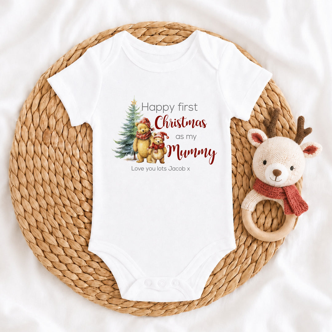 Personalised Pooh Bear Happy 1st Christmas As My Mummy/Daddy Baby Grow