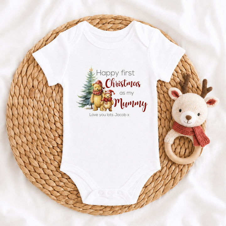 Personalised Pooh Bear Happy 1st Christmas As My Mummy/Daddy Baby Grow