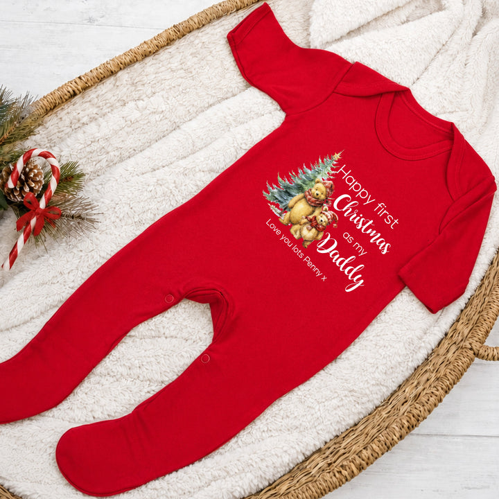 Personalised Pooh Bear Happy 1st Christmas As My Mummy/Daddy Baby Grow