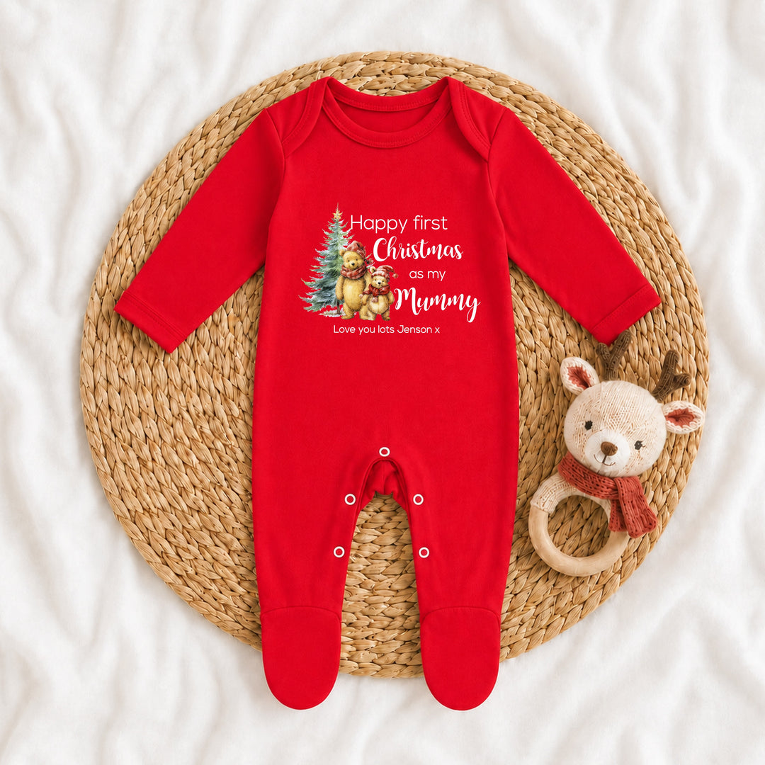 Personalised Pooh Bear Happy 1st Christmas As My Mummy/Daddy Baby Grow