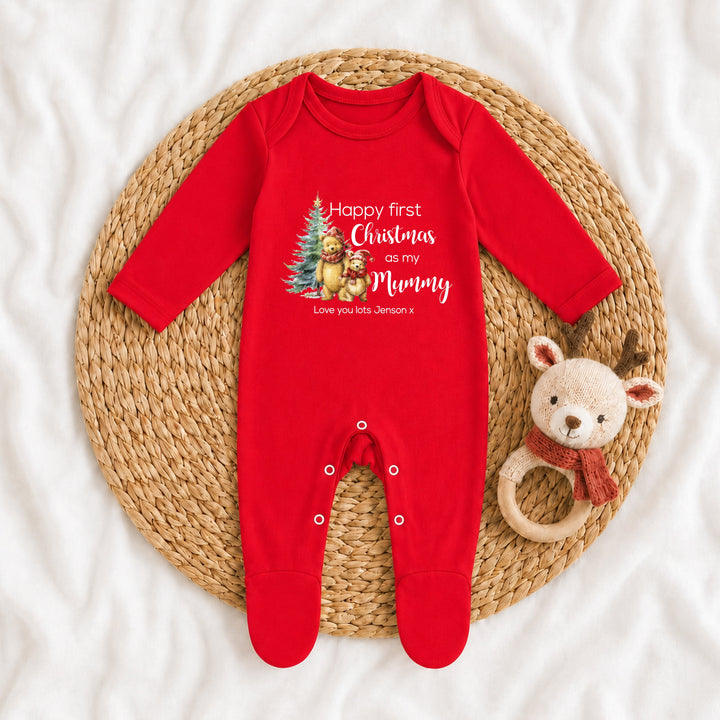 Personalised Pooh Bear Happy 1st Christmas As My Mummy/Daddy Baby Grow